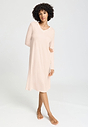 Front view of a women model wearing HA creamy glass cotton L/SLV Nightdress 110cm