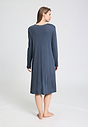Back view of a women model wearing HA vintage indigo cotton L/SLV Nightdress 110cm