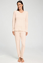 Front view of a women model wearing HA creamy glass cotton L/SLV Pajama