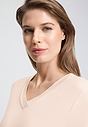 Close-up view of a women model wearing HA creamy glass cotton S/SLV Nightdress 100cm