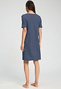 Back view of a women model wearing HA vintage indigo cotton S/SLV Nightdress 100cm