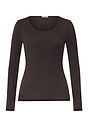 Front cutout view of HA dark mocha modal/viscose/tencel L/SLV Shirt