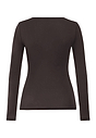 Back cutout view of HA dark mocha modal/viscose/tencel L/SLV Shirt