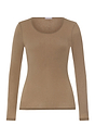 Front cutout view of HA suede camel modal/viscose/tencel L/SLV Shirt