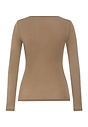 Back cutout view of HA suede camel modal/viscose/tencel L/SLV Shirt