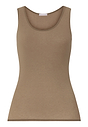 Front cutout view of HA suede camel modal/viscose/tencel Tank Top