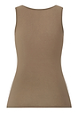 Back cutout view of HA suede camel modal/viscose/tencel Tank Top