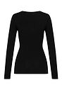 Back cutout view of HA black wool L/SLV Shirt