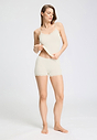 Full-body view of a women model wearing HA misty white wool Panty