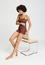 Full-body view of a women model wearing HA cinnamon wool Panty