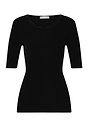 Front cutout view of HA black wool S/SLV Shirt