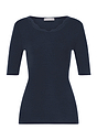 Front cutout view of HA deep navy wool S/SLV Shirt