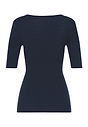 Back cutout view of HA deep navy wool S/SLV Shirt