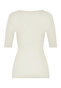 Back cutout view of HA misty white wool S/SLV Shirt