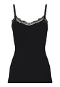 Back cutout view of HA black wool Spaghetti Top
