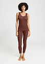 Full-body view of a women model wearing HA cinnamon wool Tank Top