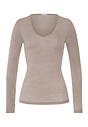Front cutout view of HA rose grey wool L/SLV Shirt