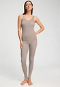 Full-body view of a women model wearing HA rose grey wool Tank Top