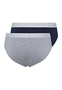 Back cutout view of Hanro light melange/deep navy cotton Briefs 2Pack