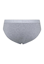 General view of a men model wearing Hanro light melange/deep navy cotton Briefs 2Pack