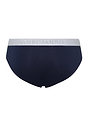 General view of a men model wearing Hanro light melange/deep navy cotton Briefs 2Pack