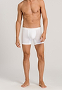 Full-body view of a men model wearing Hanro all white cotton Shortleg Pants
