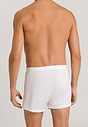 Back view of a men model wearing Hanro white cotton Boxers