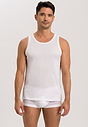 Front view of a men model wearing Hanro white cotton Tank Top