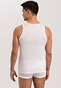 Back view of a men model wearing Hanro white cotton Tank Top