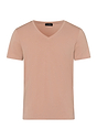 Front cutout view of Hanro neutral cotton S/SLV Shirt V-Neck