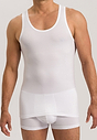 Front view of a men model wearing Hanro white cotton Tank Top