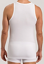 Back view of a men model wearing Hanro white cotton Tank Top