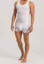 Full-body view of a men model wearing Hanro white cotton Tank Top