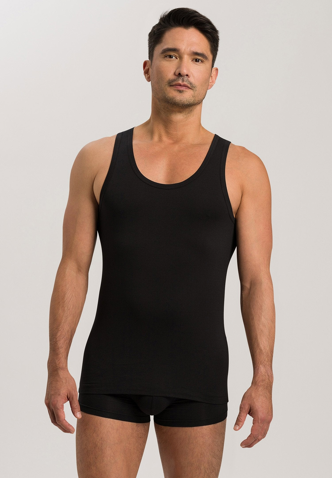 HANRO Cotton Superior Tank Top in Black | HANRO