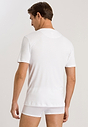 Back view of a men model wearing Hanro white cotton S/SLV Shirt V-Neck