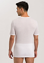 Back view of a men model wearing HA white cotton S/SLV Shirt