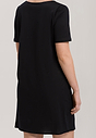 Back view of a women model wearing Hanro black cotton S/SLV Nightdress 90cm