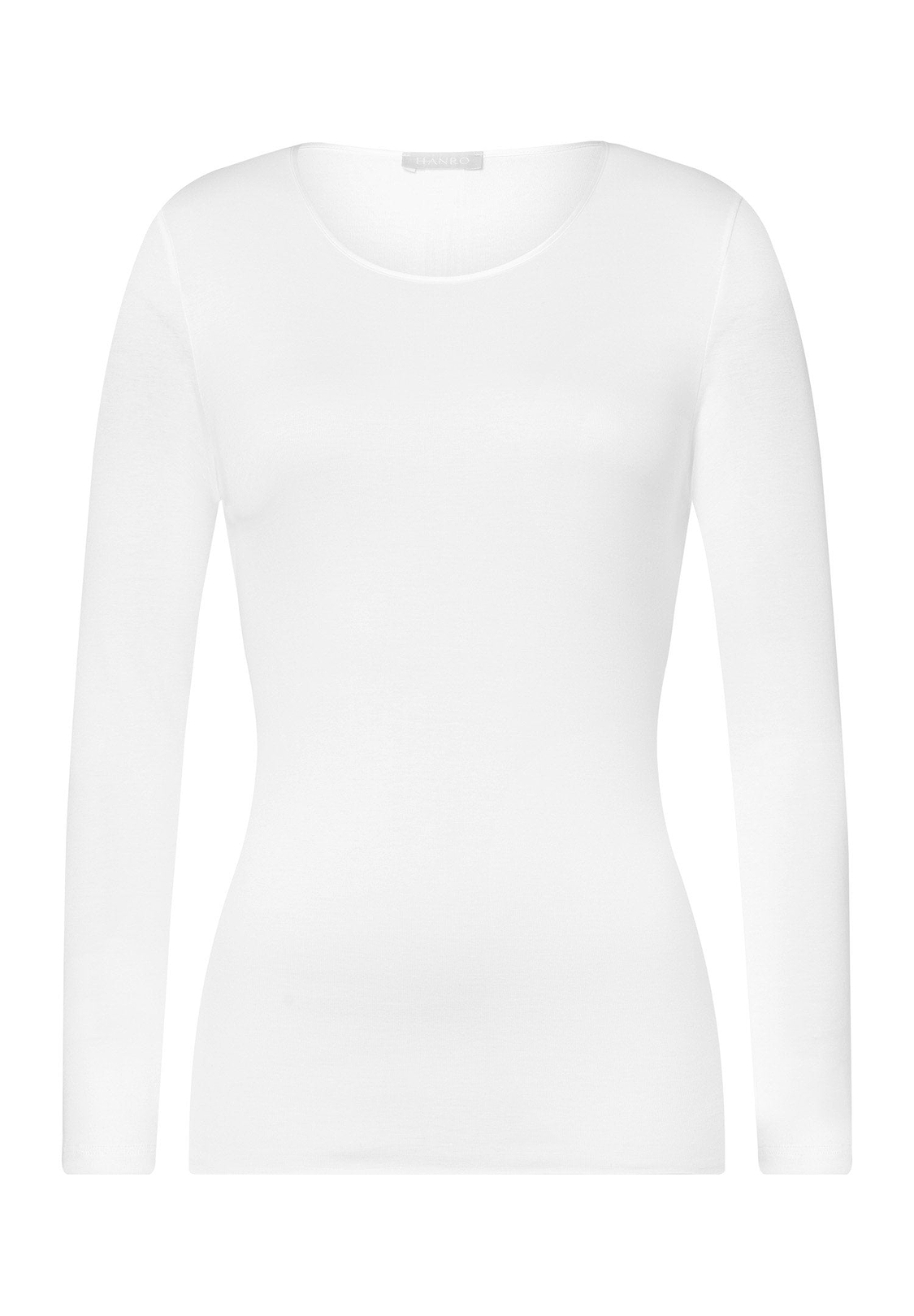 Cotton Seamless Long Sleeve Shirt in White | HANRO
