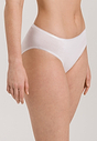 Front view of a women model wearing Hanro white cotton Midi Briefs