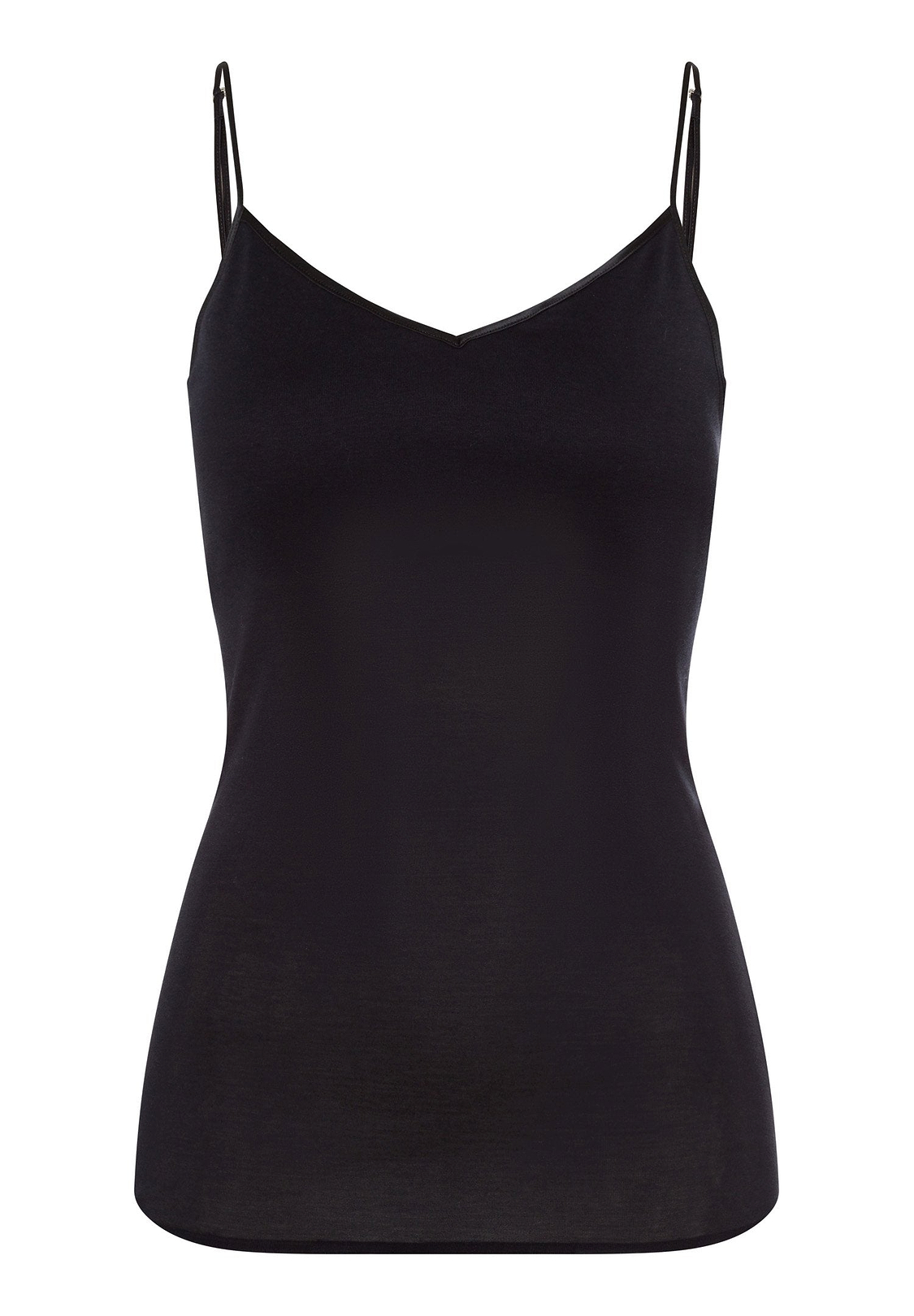 HANRO Cotton Seamless Padded Spaghetti Top | Black