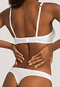 Back view of a women model wearing Hanro white cotton Soft Cup Bra