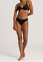 Full-body view of a women model wearing Hanro black cotton U/wire Bra