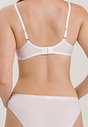 Back view of a women model wearing Hanro white cotton U/wire Bra