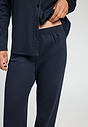 General view of a women model wearing HA deep navy cotton L/SLV Pajama