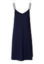 Back cutout view of Hanro deep navy cotton Spaghetti Dress 95cm
