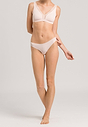 Full-body view of a women model wearing Hanro powder cotton Thong