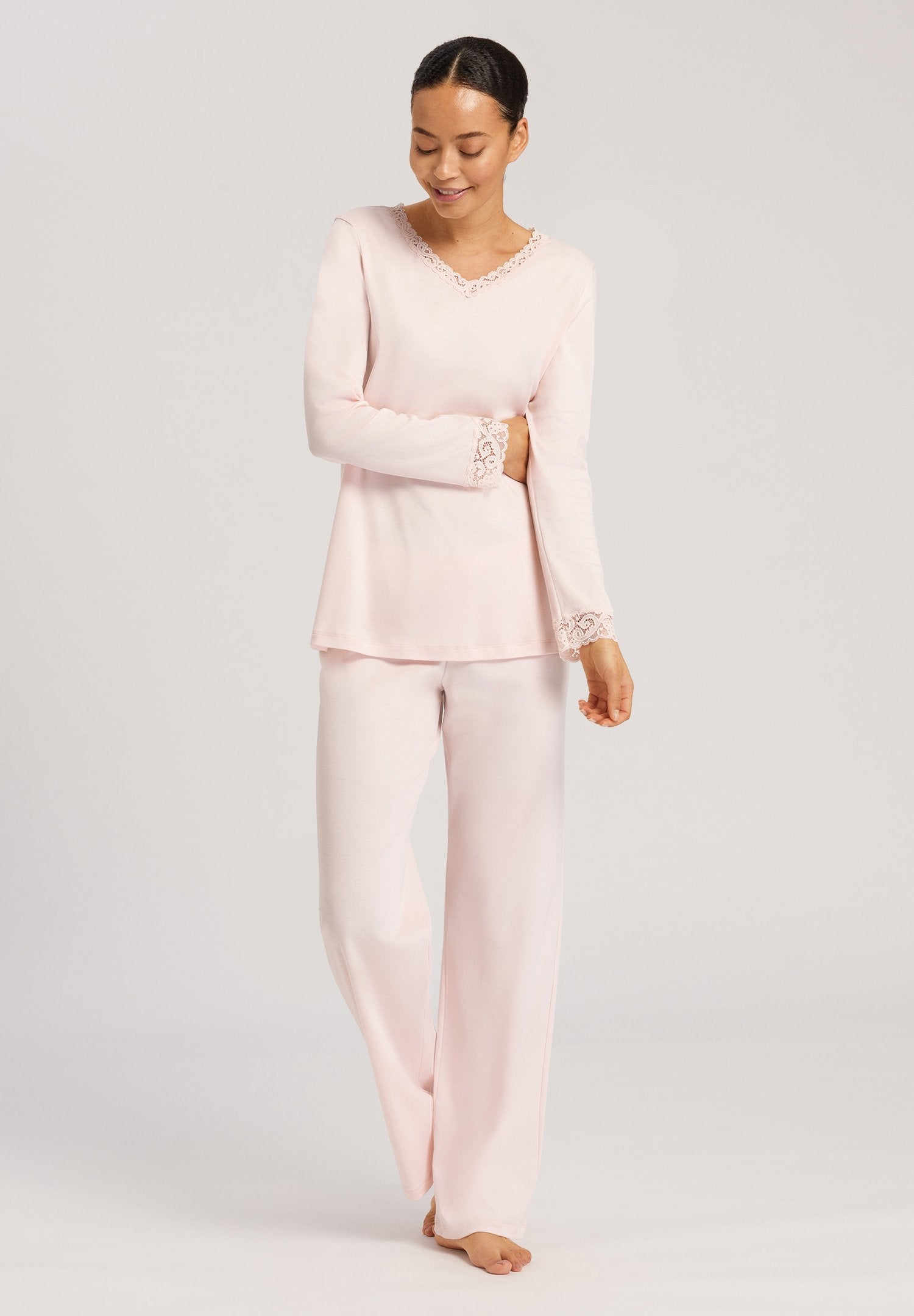 HANRO Pyjama manches lg. in crystal pink