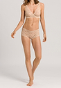Full-body view of a women model wearing Hanro beige microfibre Panty