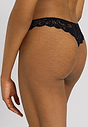 Back view of a women model wearing Hanro black microfibre Thong