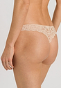 Back view of a women model wearing Hanro beige microfibre Thong